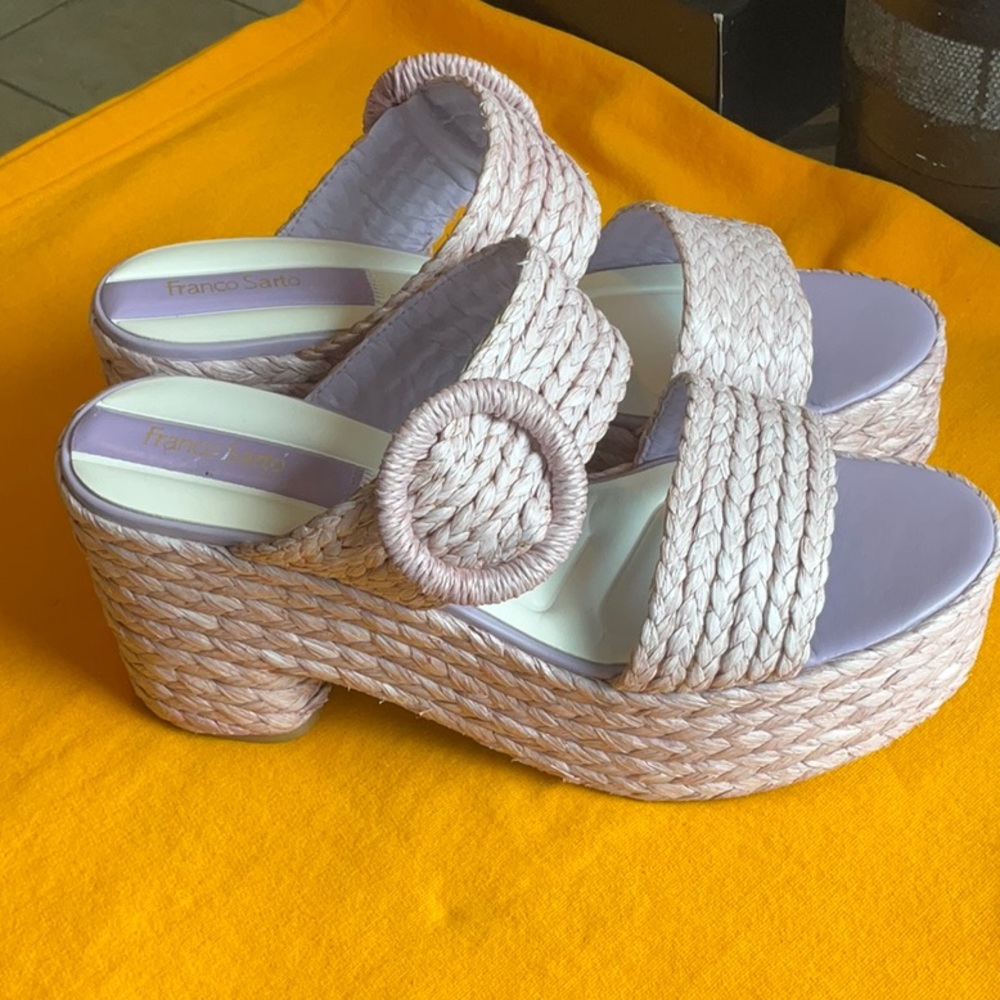 Franco Sarto Lavender Slip-on Platform Raffia Espadrille Size 10, NWOB